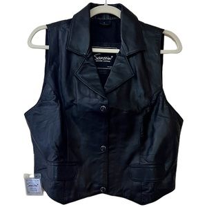 Sanzzini Genuine Leather Black Akeem Vest Size Large New with Tag